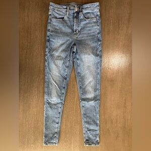 AEO Super High Rise Jeggings Blue Denim Skinny Jeans 2